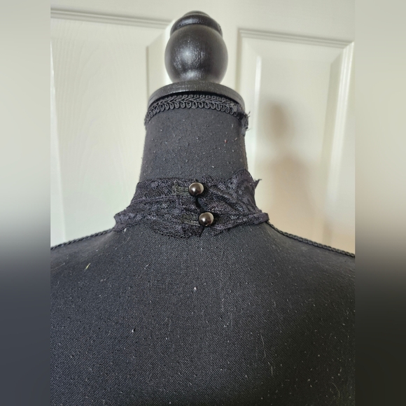 Widow Black Lace Up Choker Floral Lace Slip Mini Dress Open Back - Goth XXL - Picture 9 of 12